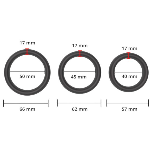 Men's Play - set inel gros pentru penis - silicon negru (3 bucăți)