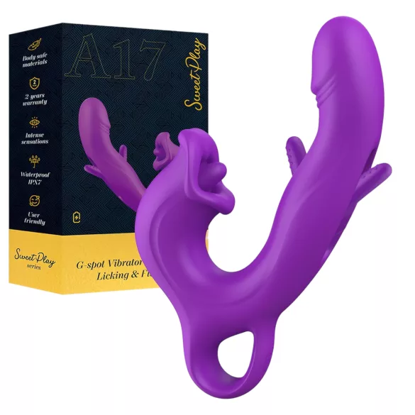 Erospace Sweet Play - vibrator pentru stimularea clitorisului cu limbă și pentru punctul G cu mișcare de înclinare (mov)