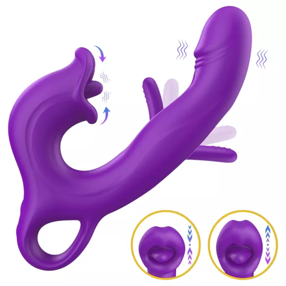 Erospace Sweet Play - vibrator pentru stimularea clitorisului cu limbă și pentru punctul G cu mișcare de înclinare (mov)