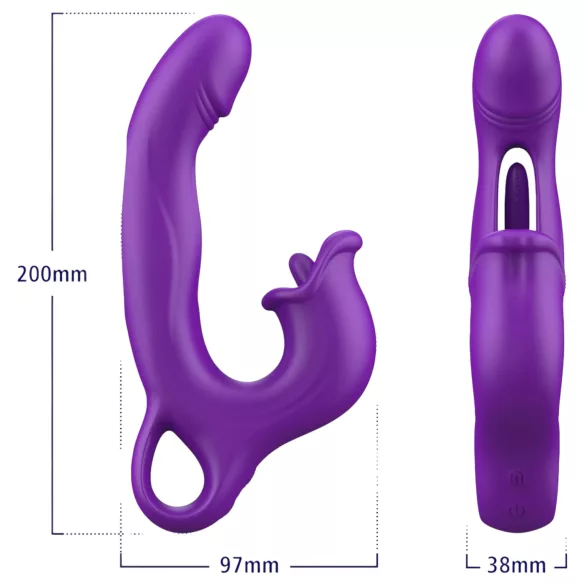 Erospace Sweet Play - vibrator pentru stimularea clitorisului cu limbă și pentru punctul G cu mișcare de înclinare (mov)