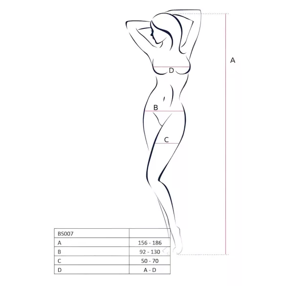 Passion BS007 - body din plasă cu model - negru - mărime S-L