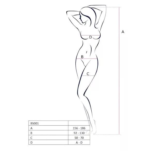 Passion BS001 - body negru din plasă largă - S-L