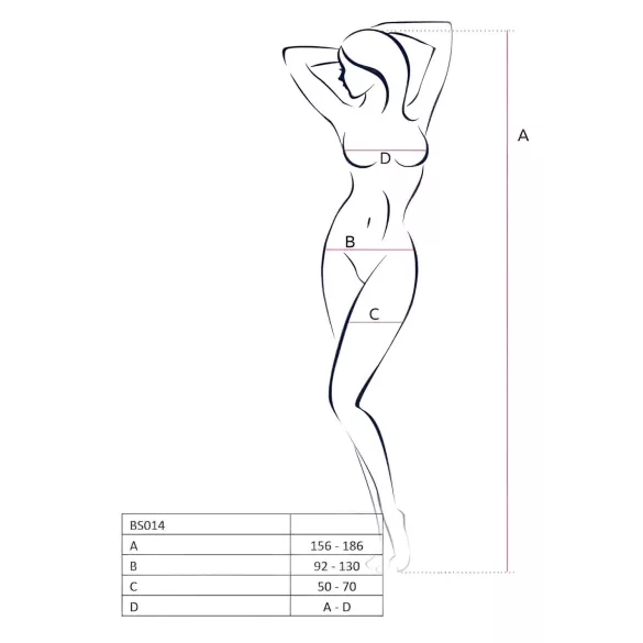 Passion BS014 - catsuit tip plasă deschis cu corset - roșu - S-L