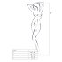 Passion BS017 - Set plasă cu model de trandafiri (alb) - S-L