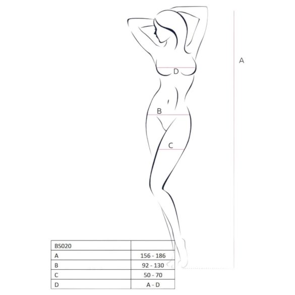 Passion BS020 - catsuit sexy decupat decorat - negru - S-L