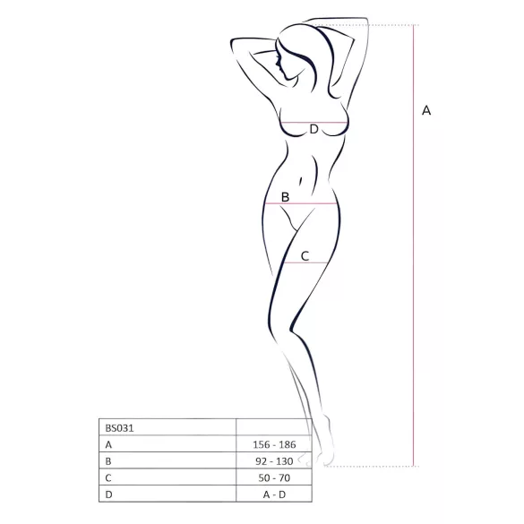 Passion BS031 - catsuit deschis - roșu - mărime S-L
