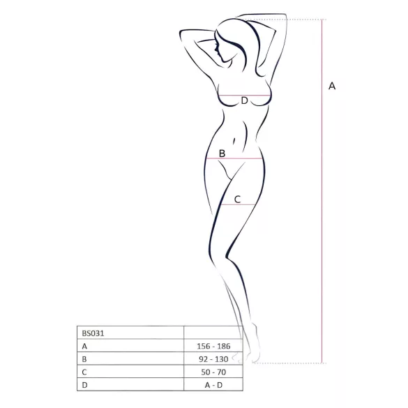Passion BS032 - body negru din plasă cu deschidere - mărime S-L
