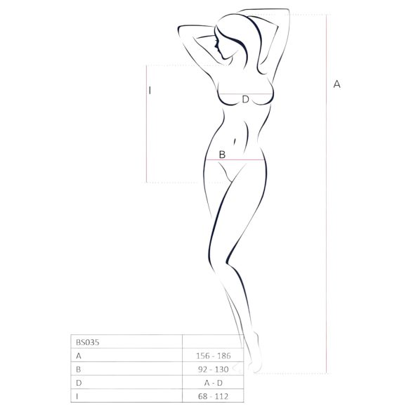 Passion - body erotic tip neț cu bretele, deschis - roșu - S-L