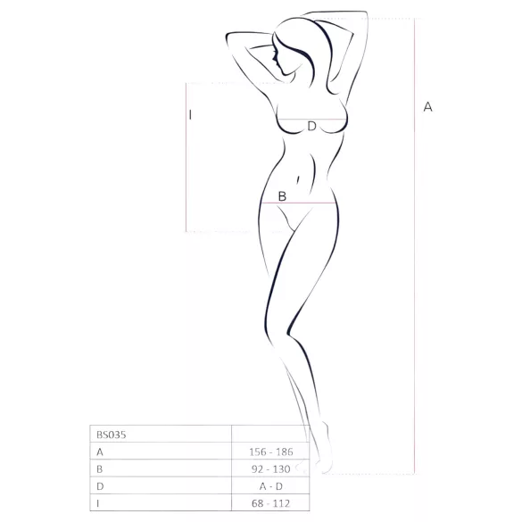 Passion - body din plasă cu bretele, decupat - alb - S-L