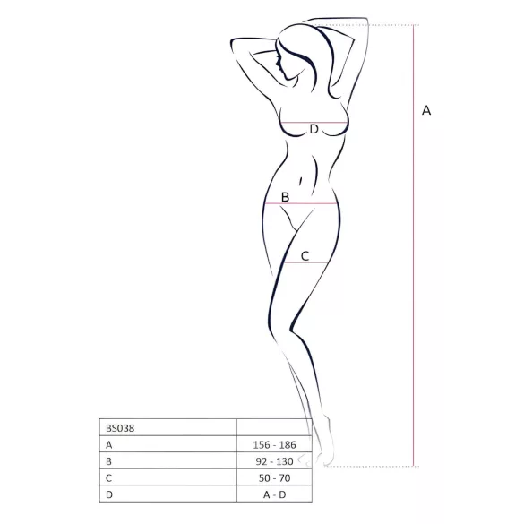 Passion BS038 - set sexy din plasă cu model zig-zag - negru - S-L