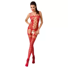   Passion - set lenjerie din plasă cu model floral - roșu - S-L