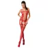 Passion - set lenjerie din plasă cu model floral - roșu - S-L