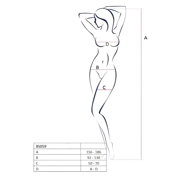 Passion BS059 - set lenjerie sexy din plasă - negru - mărime S-L