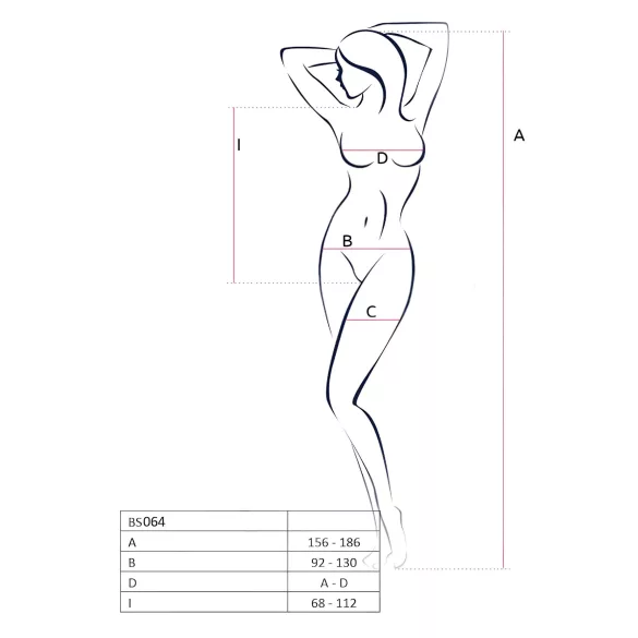 Passion BS064 - body din plasă deschisă - negru - mărime S-L