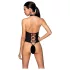Passion - body erotic cu deschidere și bretele încrucișate - negru