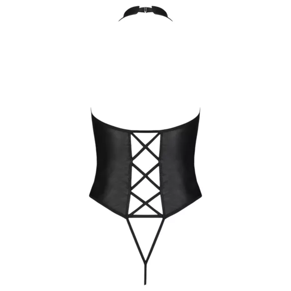 Passion - body erotic cu deschidere și bretele încrucișate - negru