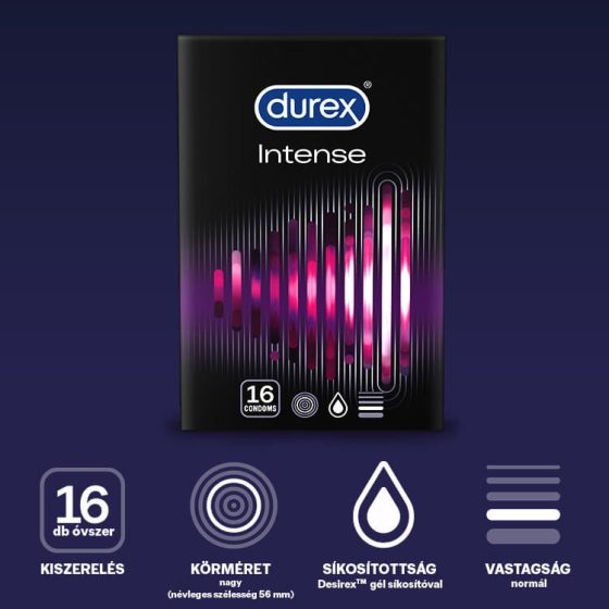 Durex Intense - prezervative cu nervuri și puncte (16 bucăți)