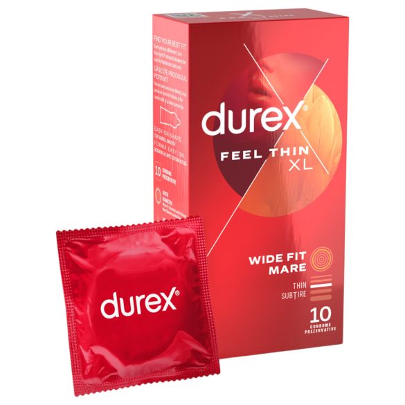 Durex Feel Thin XL - prezervative ultra subțiri - senzație naturală - 10 bucăți
