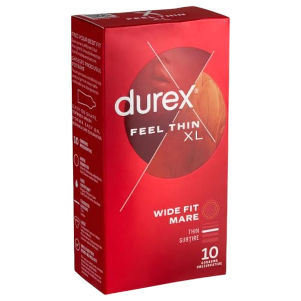 Durex Feel Thin XL - prezervative ultra subțiri - senzație naturală - 10 bucăți