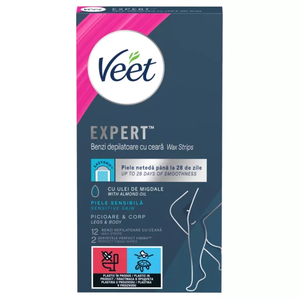 Veet Expert - benzi depilatoare cu ceară gata de utilizare - pentru piele uscată (12 bucăți)