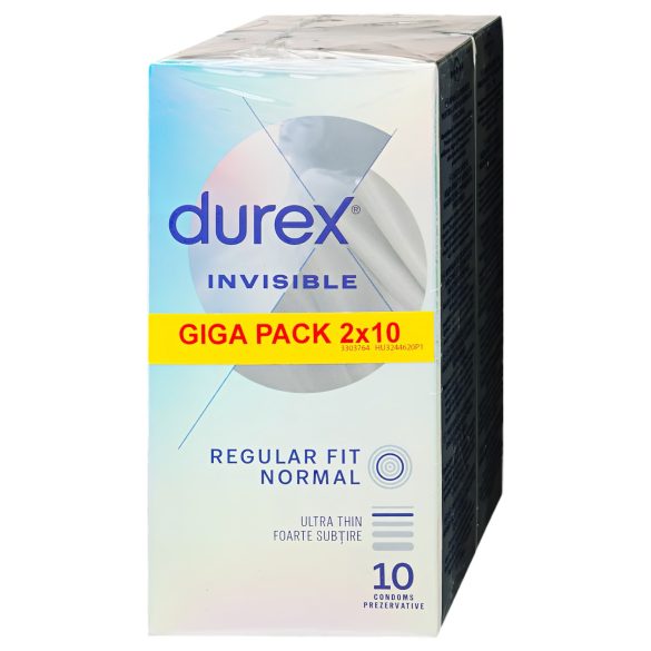 Durex Invisible Regular Fit - prezervative subțiri (2x10buc)