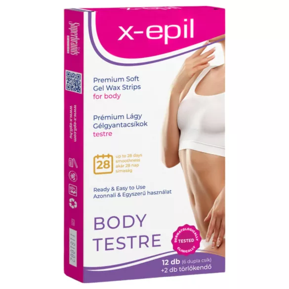 X-Epil - benzi depilatoare cu gel gata de folosit - corp - 12 bucăți
