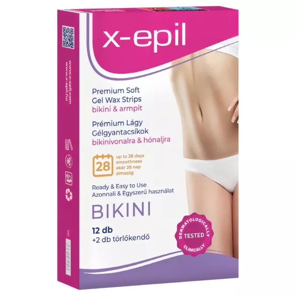 X-Epil - benzi depilatoare gata de folosit - bikini/axilă - 12 bucăți