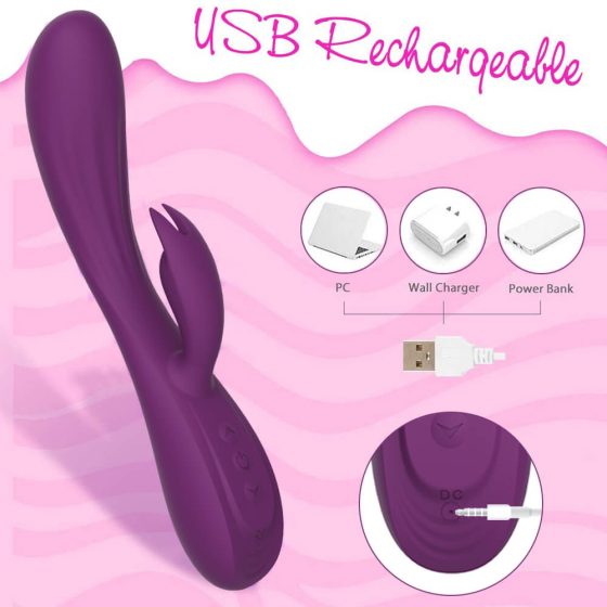 WEJOY Elise - vibrator cu baterie, impermeabil, cu un braț de stimulare clitoridiană (violet)