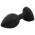 Sunfo - plug anal din silicon cu piatră în formă de inimă (negru-roz)