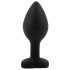 Sunfo - plug anal din silicon cu piatră în formă de inimă (negru-roz)