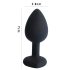 Sunfo - plug anal din silicon cu piatră în formă de inimă (negru-roz)