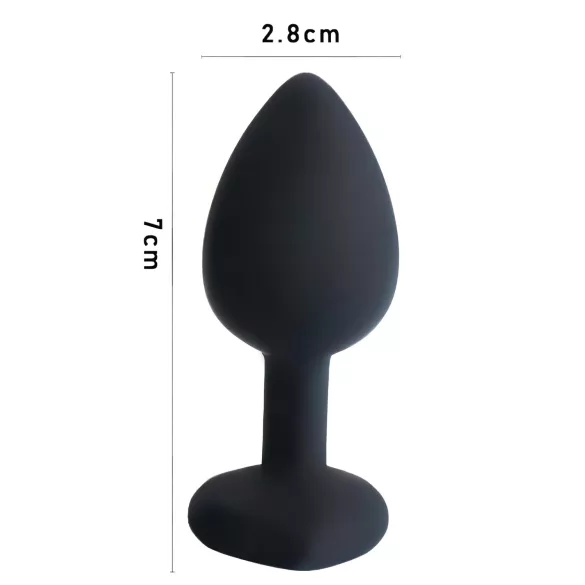 Sunfo - dop anal din silicon cu piatră inimă - negru mov