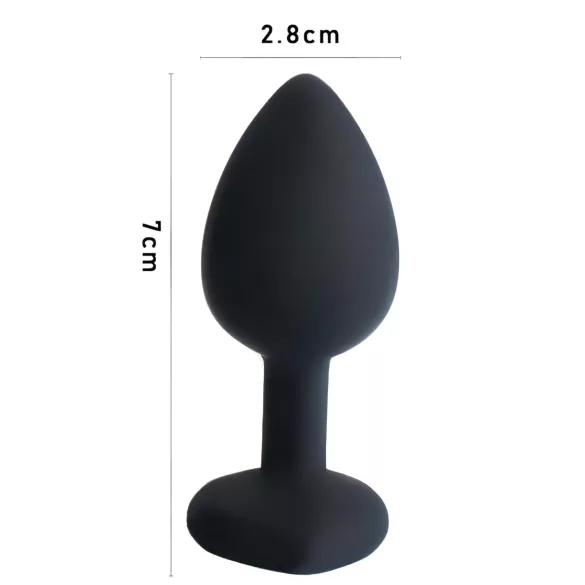 Sunfo - dop anal din silicon cu piatră inimă - negru mov