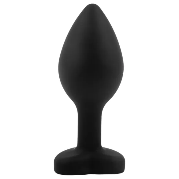 Sunfo - dop anal din silicon cu inimă și piatră albastră - negru