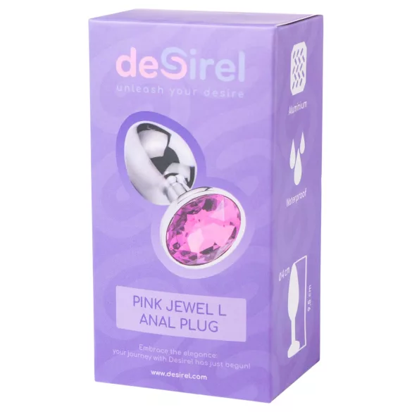 Desirel - dop anal cu bijuterie roz - metal argintiu-roz L