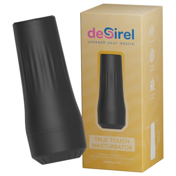 Desirel True Touch - vagin realist cu vibrații (natur-negru)