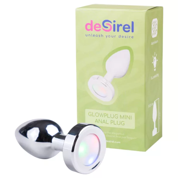 Desirel GlowPlug - dop anal luminos - mic - argintiu