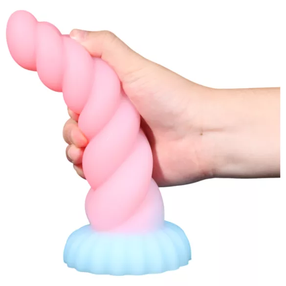 OgazR - dildo unicorn strălucitor - 22cm - curcubeu