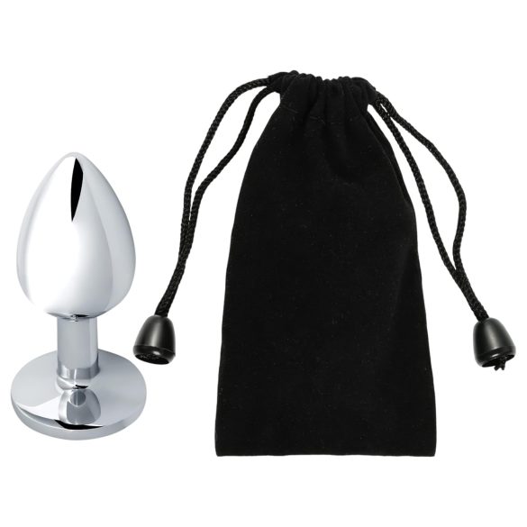 Sunfo - plug anal metalic cu piatră roșie (argintiu)