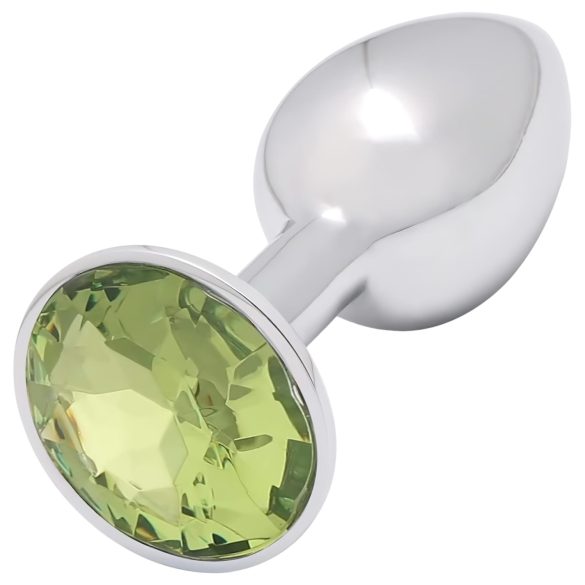 Sunfo - plug anal metalic cu piatră lime (argintiu)