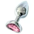 Sunfo - dop anal metalic cu piatră roz în formă de inimă (argintiu)