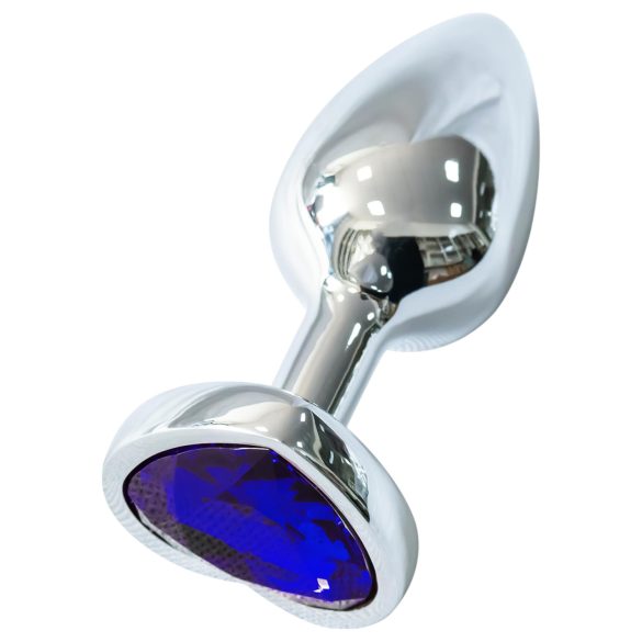 Sunfo - plug anal din metal cu piatră inimă mov închis (argintiu)