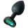 Sunfo - Plug anal din silicon cu piatră verde închis în formă de inimă (negru)