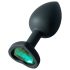 Sunfo - Plug anal din silicon cu piatră verde închis în formă de inimă (negru)