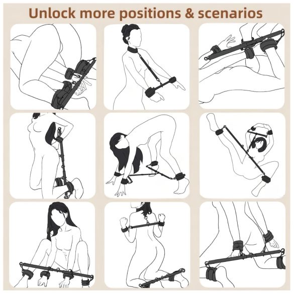 Lonely - bară de deschidere ajustabilă cu cătușe - negru