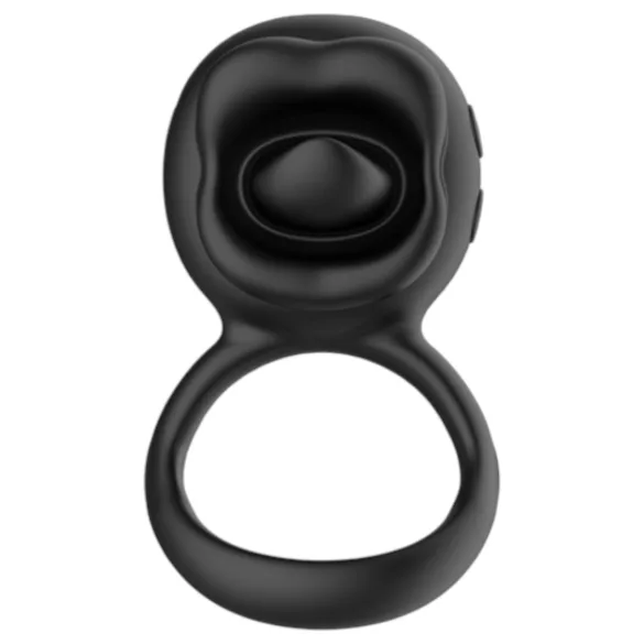 Biu-Biu - inel pentru penis și vibrator clitoridian cu lins - negru
