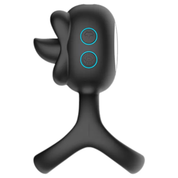Biu-Biu - inel pentru penis și vibrator clitoridian cu lins - negru