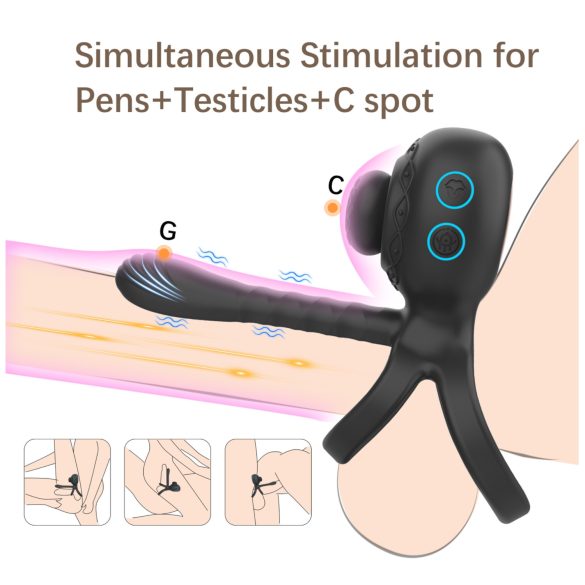 Biu-Biu - inel pentru penis și vibrator pentru cuplu - negru
