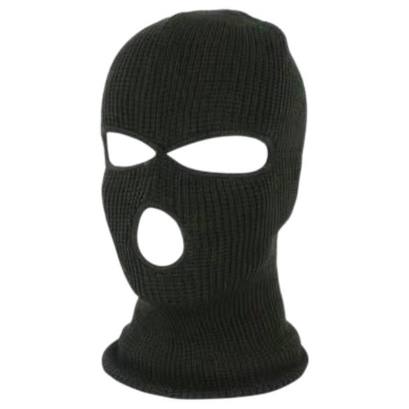 Balaclava - cagulă erotică cu trei deschideri - material tricotat - negru