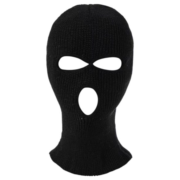 Balaclava - cagulă erotică cu trei deschideri - material tricotat - negru